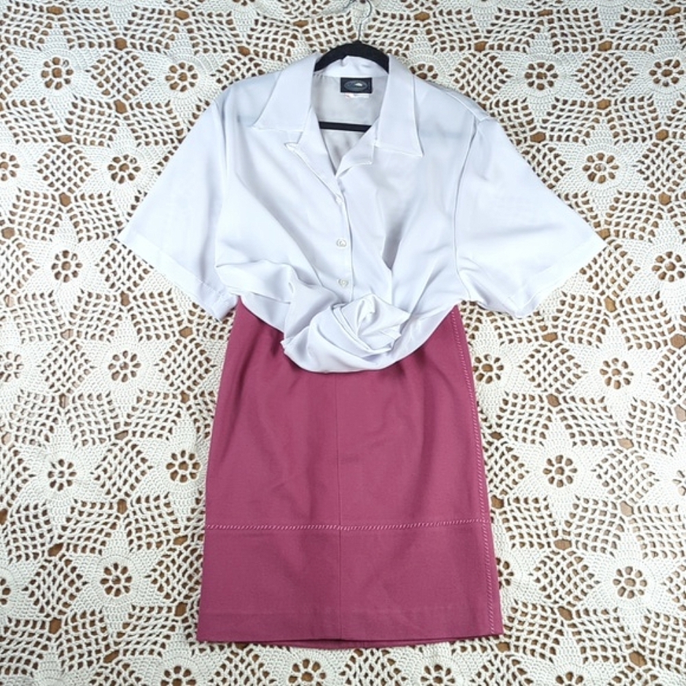 Wool Blend Delightful Pencil Skirt With Exposed Stitching Details